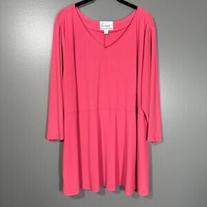 Linea By Louis Dell'Olio Barbie Pink Tunic Length Top - 2X - Women's Plus Size